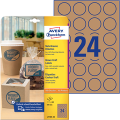 ANL710525 Etikett Papper Vit Ø40mm Avery L7105