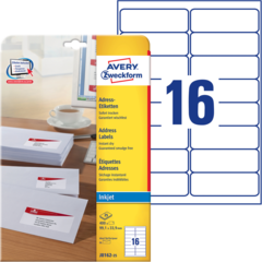 ANJ816225 Adressetikett Inkjet 99x33mm Avery J8162