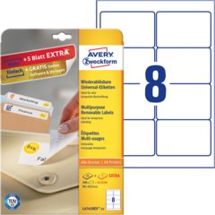 ANL4745REV25 Etikett Avtagbar Vit 96x63mm Avery L4745REV