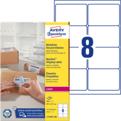 ANL7165B100 Paketetikett BlockOut Vit 99x67mm Avery L7165B