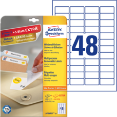 ANL4736REV25 Etikett Avtagbar Vit 45x21mm Avery L4736REV