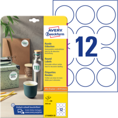 ANL7104REV25 Etikett Avtagbar Vit Ø60mm Avery L7104REV