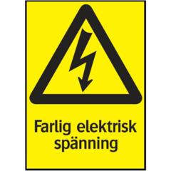 LUN566704458 Skylt Farlig elektrisk spänning Systemtext 210x297mm