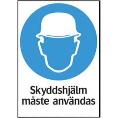LUN566703203 Skylt Skyddshjälm måste användas Systemtext 210x297mm