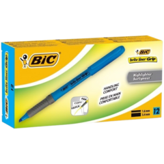 811931 Överstrykningspenna BIC brite liner Grip Blå 12st