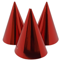 HIS79680 Party Hatt Metallic Röd 6-Pack