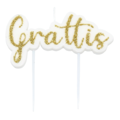 HIS78936 Kakkukynttilä: "Grattis"