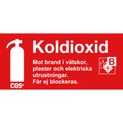 607043 Brandskilt Kuldioxid CGS rød/hvid vinyl 10x20cm