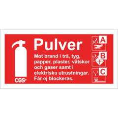 604044 Brandskilt Pulver CGS rød/hvid vinyl 10x20cm