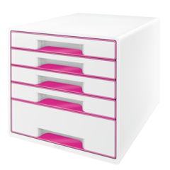 52142023 Förvaringslåda 5 lådor Leitz WOW vit/rosa metallic