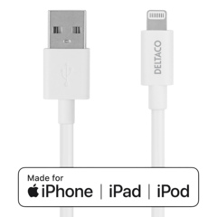 DELIPLH401 Kabel USB-A till Lightning Deltaco 1m