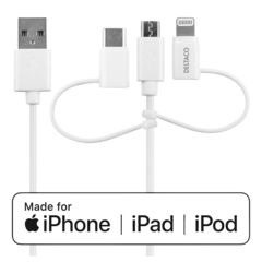 DELIPLH441 Kabel USB, USB-C, Micro USB och Lightning Deltaco
