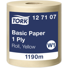 157127107 Industritorkrulle Tork W1 Basic 1-lag Gul 1190m