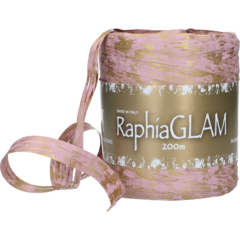 102038 Presentband Raphia Rosa/Guld 10mm x 200m