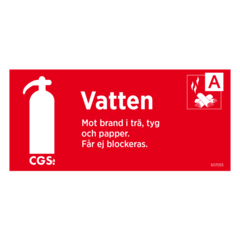 607055 Brandskylt Vatten CGS (100x200mm)