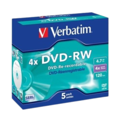 43285 DVD-RW 4.7GB 4X Jewel Cases (Pack of 5)