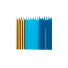 HED202302 Tårtljus Blå/Guld 7,5x0,5cm