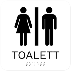 SKMX126 Skylt Taktil Toalett Vit 150x150mm