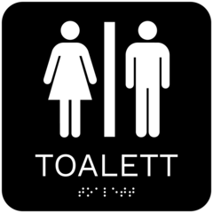 SKMX127 Skylt Taktil Toalett Svart 150x150mm