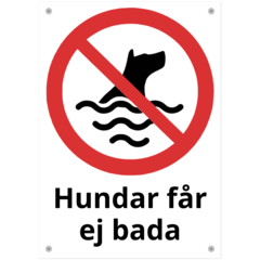 SKMX81 Skylt Hundar får ej bada 210x297mm