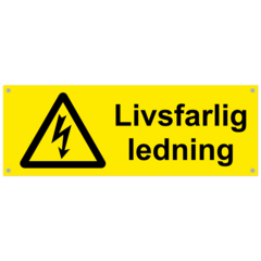 SKMX117 Skylt Livsfarlig ledning 295x105mm