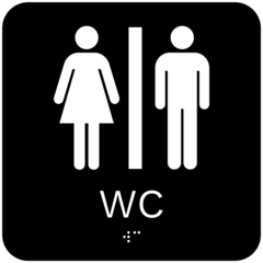 SKMX138 Skylt Taktil WC Svart 150x150mm