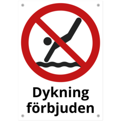 SKMX91 Skylt Dykning förbjuden 210x297mm