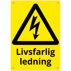 SKMX99 Skylt Livsfarlig ledning 210x297mm