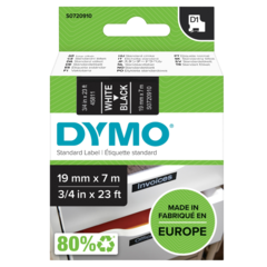 S0720910 Märkband Dymo D1 Vit/Sv. 19Mm