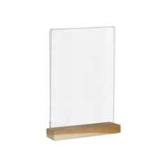 D8311533 Akrylficka A4 stående med träfot