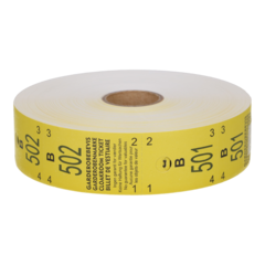 TI1010GULB Garderobsbiljett 2-delat 501-1000 Gul