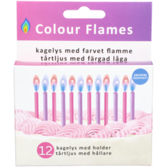 260050 Syntymäpäiväkakkukynttilä Liila/Roosa Liekki