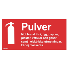6705512 Brandskylt Pulver (200x100mm) - Plast